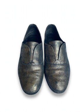Frye Dark Bronze Metallic Slip-On Oxford Shoes, Size 6